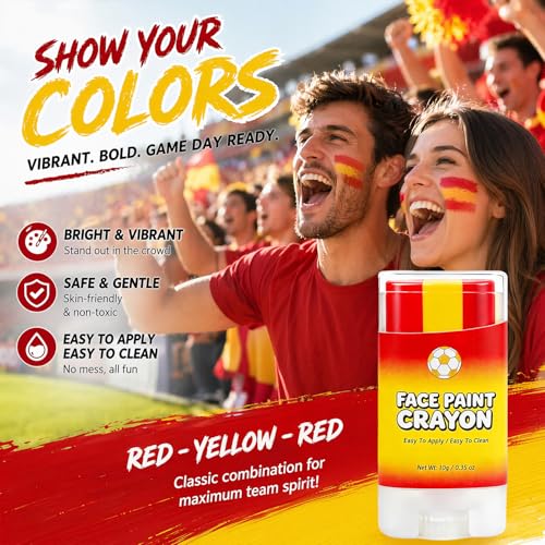 Lulesi Spain Flag Face Paint Stick - Sweat-Proof Sports Body Paint