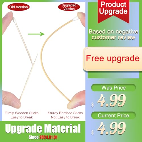 Long Wooden Cotton Swabs 6 Inch - 200 PCS Wood Handle Cleaning Sticks
