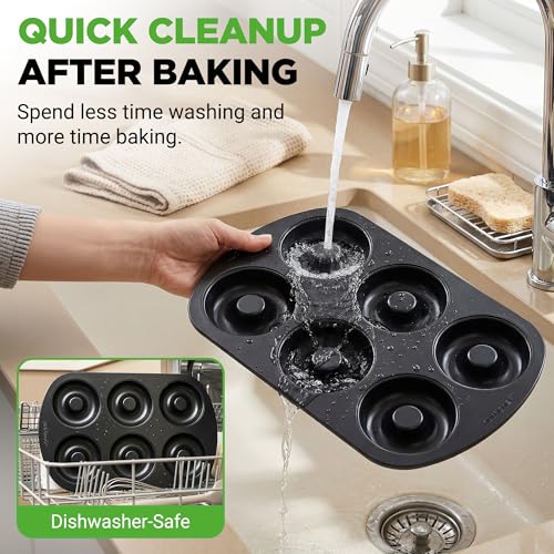 NutriChef Nonstick Carbon Steel Donut Pan - 6-Cavity Baking Tray