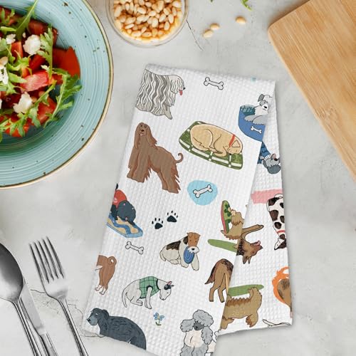 Funny Dog Kitchen Towels - 16x24 Inch Decorative Hand Towels for Dog Lovers