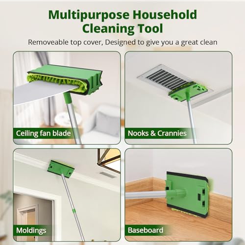 Ceiling Fan Duster with Reusable Microfiber Pads - 2-Piece Set