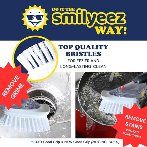 Smilyeez Replacement Brush Heads for OXO Dish Brush, 4-Pack