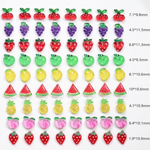 GUAACCB 100Pcs 3D Fruit Nail Charms Resin Summer Nail Art Gems