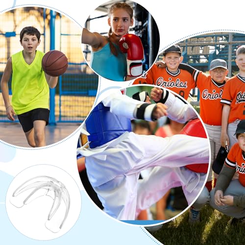 1 Piece Sports Mouth Guards Football with Case Youth Teeth Braces Clear Basketball Wrestling Boxing Taekwondo Lacrosse MMA Mouthguards Braces for Women Men