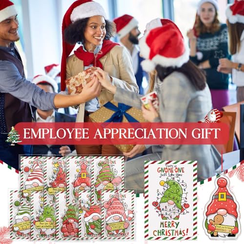 45 Sets Christmas Gnome Ornaments Bulk Employee Appreciation Gifts with Cards - Festive Holiday Decor