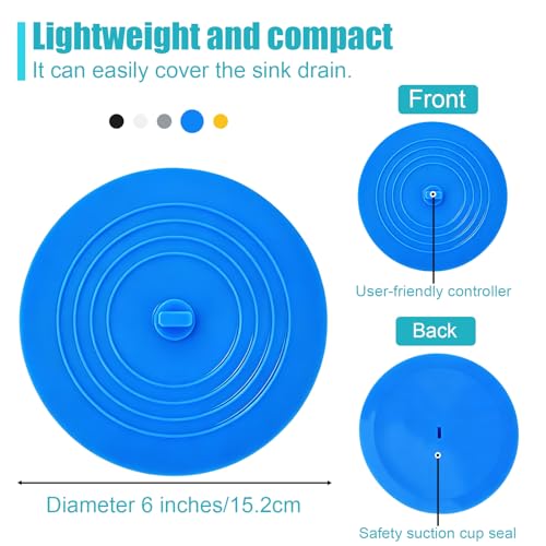 Universal 6-Inch Silicone Drain Stopper 5 Pack - Multi-Color