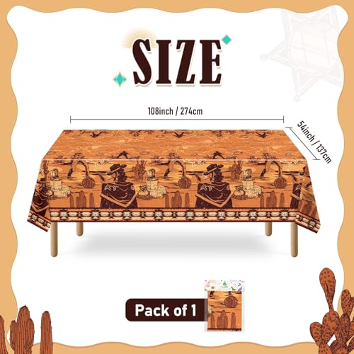 WERNNSAI Western Cowboy Tablecloth - 54x108 Inch Party Decor