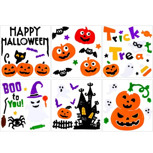 Halloween Gel Window Clings - 6pcs Spooky Decor Decals