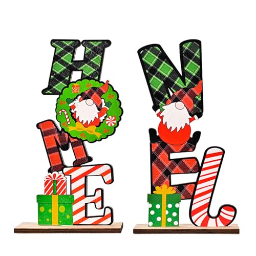 Wooden Christmas Centerpiece Signs Gnome Table Decorations 2Pcs