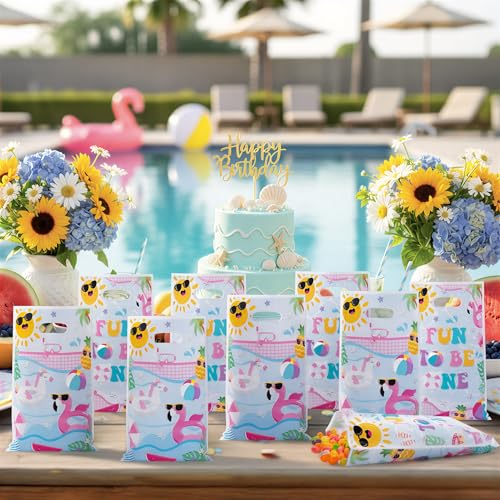 50 Pcs Summer Pool Party Favor Bags - Flamingo Goody Bags