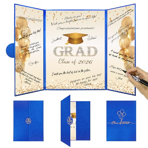 Blue Gold Graduation Guest Book Class of 2026 - Signature Card