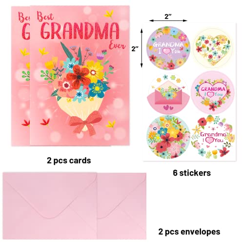 Ceiba Tree Mother's Day Card for Grandma - 2 Pack with Envelopes
