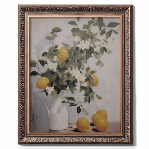 Vintage Lemon Kitchen Wall Art Print - Botanical Fruit Poster