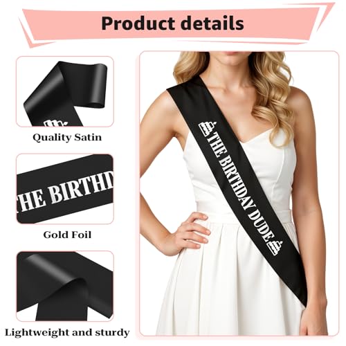 Black Satin Birthday Sash for Men - Perfect Gift & Party Accessory