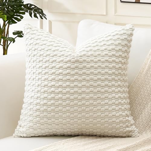 OTOSTAR Corduroy Throw Pillow Cover 22x22 Inch, Boho Striped Cushion Case