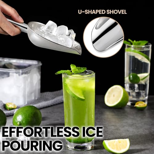 OLESBUR 6oz Stainless Steel Ice Scoop - Heavy-Duty Metal Kitchen Scooper