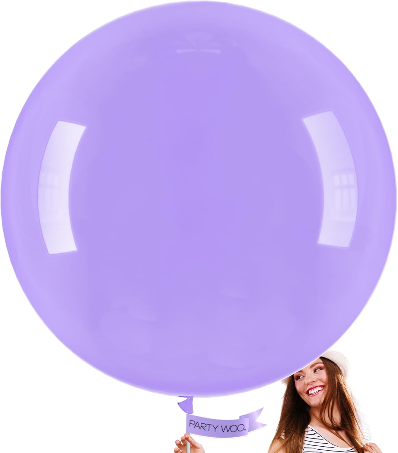 PartyWoo Lavender Balloons - 36 Inch Light Pastel Purple Latex Helium Balloons for Celebrations