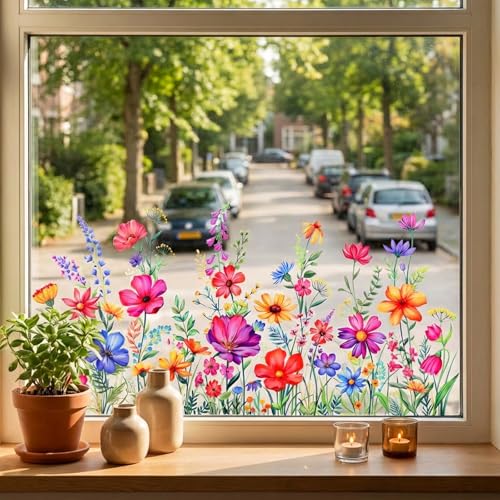 Double-Sided Wildflower Window Clings | Glue-Free Floral Decor