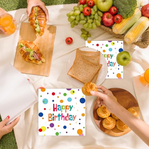 Colorful Dots Happy Birthday Paper Napkins - 50 Pack