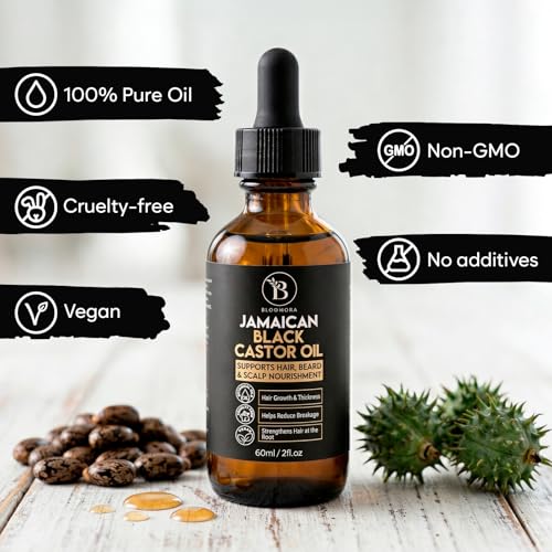 BLOOMORA Jamaican Black Castor Oil - Pure Cold-Pressed Hair Growth Oil for Scalp, Lashes & Beard (60ml)