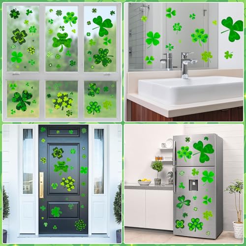 St Patricks Day Window Clings - 117 Reusable Shamrock Stickers