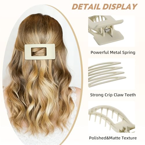 Flat Hair Claw Clips 4PCS Matte Non-Slip Leopard Hair Accessories