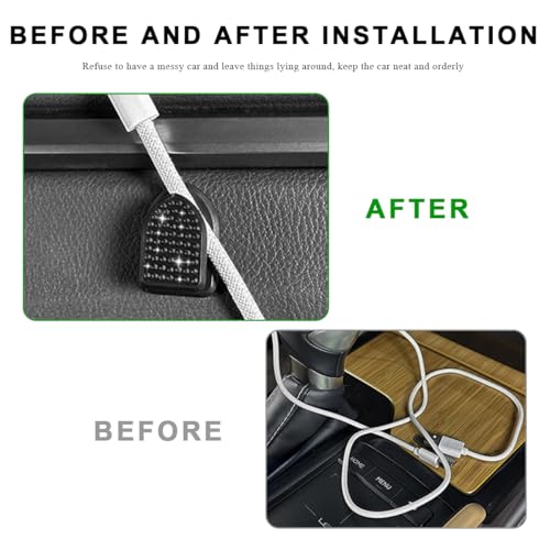ZNDAW Black Rhinestone Car Mini Hooks - 4 PCS Adhesive Hangers for Storage