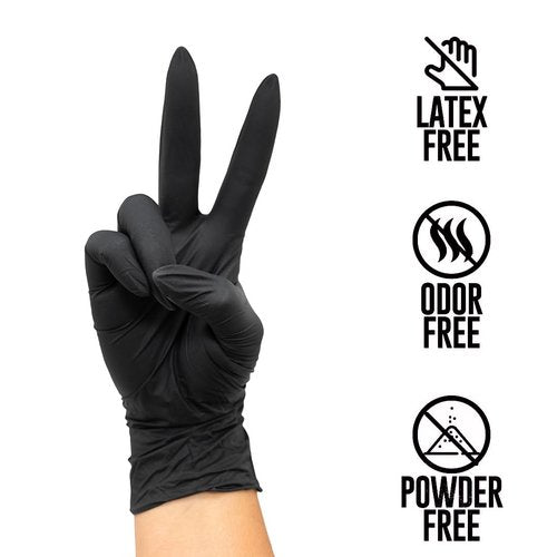 Colortrak Luminous Collection Disposable Nitrile Gloves, Black, Medium, Single-Use, Allergy-Safe, Latex-Free, Powder-Free, Odor-Free, Textured Finger Tips