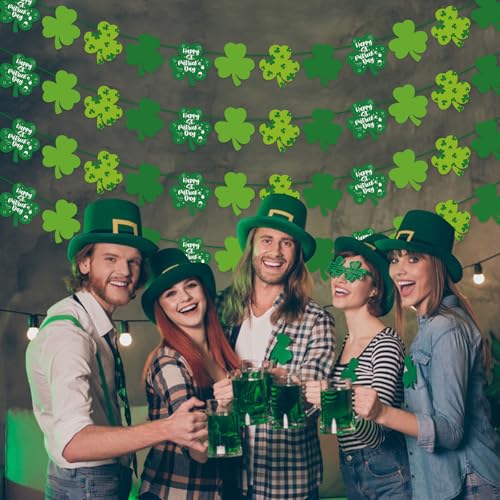 St. Patrick's Day Felt Shamrock Garland Banner - 4 Pack