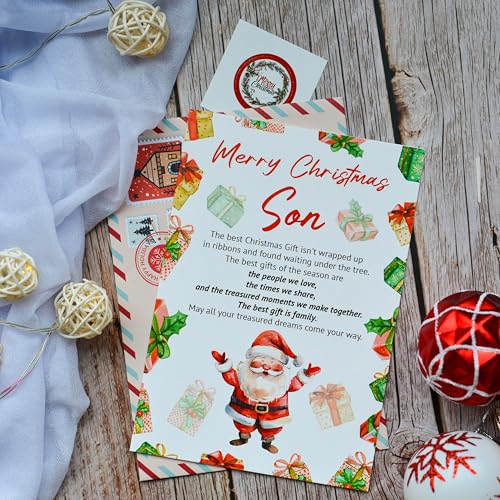 Merry Christmas Card for Son with Envelope & Seal - Heartfelt Design
