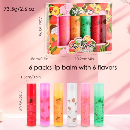 Fruit Lip Balm Set 6-Pack Natural Moisturizer with Coconut Oil