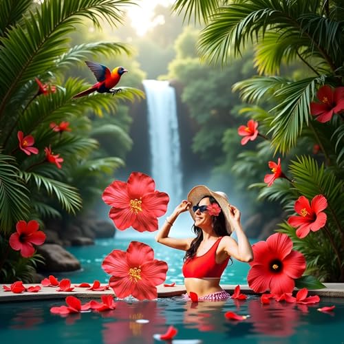 Red Hawaiian Flower Hair Clip 8cm - Bohemian Beach Wedding Hair Accessory
