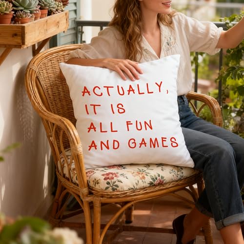 All Fun and Games Throw Pillow Cover - 18x18 Soft Flannelette Decorative Case