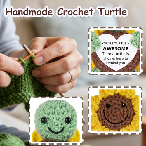 Positive Turtle Gifts for Women & Men - Handmade Crochet Turtle