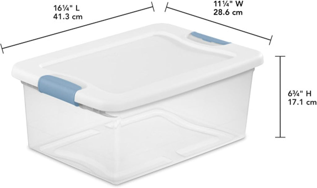 Sterilite 12-Pack Latching Storage Bins - Clear Plastic Under Bed Organizers, 15 Quart Capacity