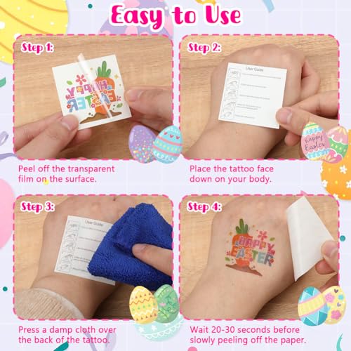 OLIKER 160PCS Easter Temporary Tattoos for Kids Basket Stuffers