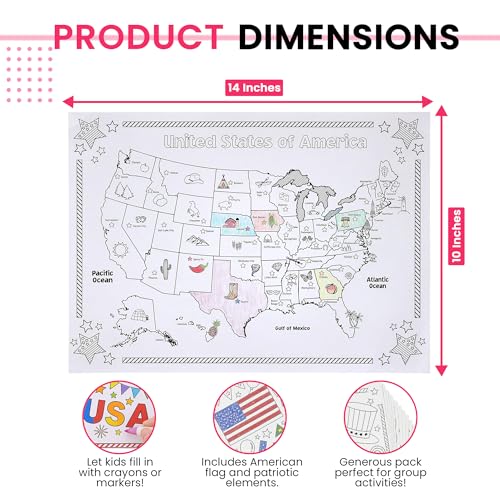 Iconikal Patriotic Coloring Placemats - 22 Double-Sided 14x10
