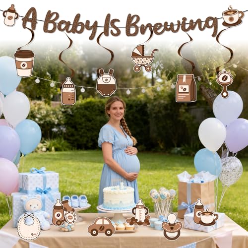 Coffee-Themed Baby Shower Banner Set - 'A Baby Is Brewing' Decorations