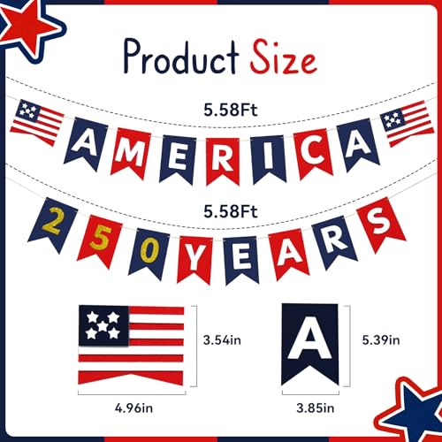 America 250th Anniversary Banner - Patriotic 4th of July Decor