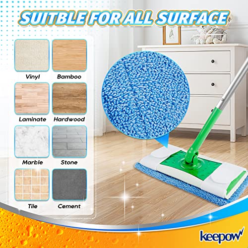 KEEPOW Reusable Mop Pad 4 Pack - Blue for Swiffer Sweeper Mop