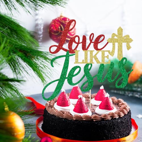 Happy Birthday Jesus Cake Topper - Glitter Religious Decoration
