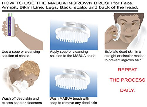 MABUA Exfoliating Ingrown Hair Brush 2-Piece Set for Face and Body