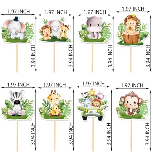 Safari Cupcake Toppers - 24 PCS Baby Shower Decorations
