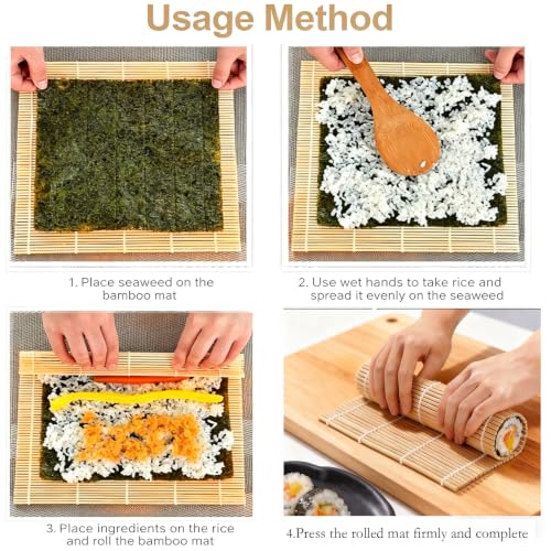 6-Piece Sushi Making Kit for Beginners with Bamboo Mats, Knife and Mold