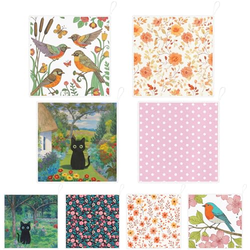 AiHeart 8-Pack Microfiber Kitchen Dish Cloths with Hanging Loop