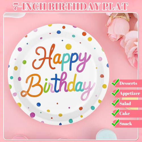 Happy Birthday Floral Paper Plates & Napkins Set - 50 Pcs