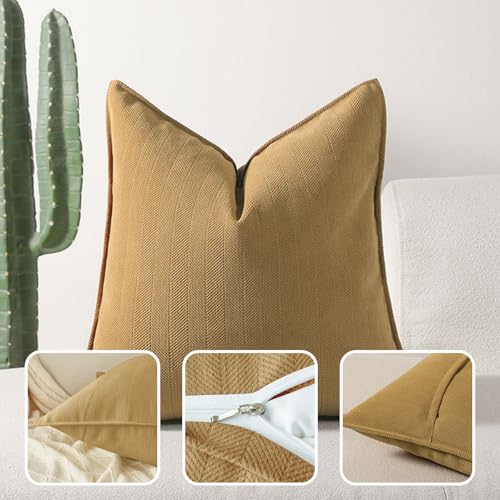 Light Green Chenille Throw Pillow Covers 18x18 Set of 2 for Home Decor