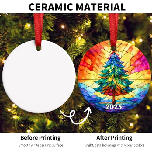 2025 Dated Stained Glass Christmas Tree Ornament - Colorful Keepsake