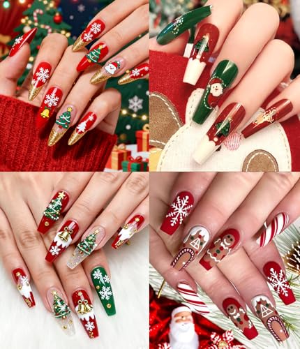 5D Christmas Nail Art Stickers Self-Adhesive Xmas Decals 8 Sheets