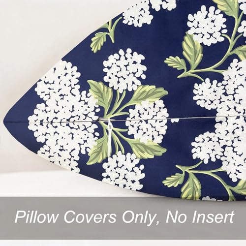 Blue Hydrangea Print 18x18 Inch Boho Farmhouse Throw Pillow Covers Set of 2